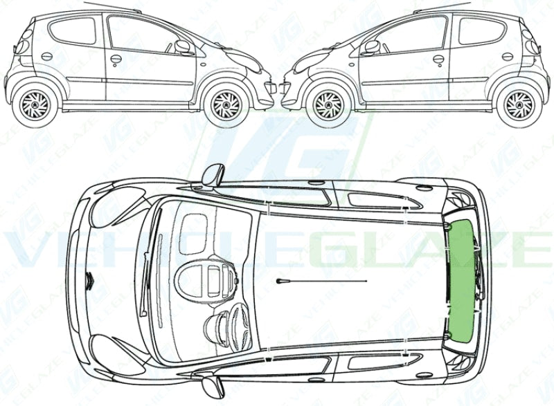 Pre-Cut 20% Dark Rear Window Tint Kit For Citroen C1 5-Door Hatchback (2005-2014)