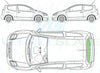 Citroen C2 2003-2009-Rear Window Replacement-Rear Window-Backlight HTD (1 Hole)-Green (Standard Spec)-VehicleGlaze