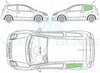 Citroen C2 2003-2009-Side Window Replacement-Side Window-Passenger Left Rear Quarter Glass-Green (Standard Spec)-VehicleGlaze