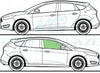 Ford Focus (5 Door) 2011/-Side Window Replacement-Side Window-Driver Right Front Door Glass-Green (Standard Spec)-VehicleGlaze