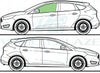 Ford Focus (5 Door) 2011/-Side Window Replacement-Side Window-Passenger Left Front Door Glass-Green (Standard Spec)-VehicleGlaze
