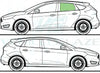 Ford Focus (5 Door) 2011/-Side Window Replacement-Side Window-Passenger Left Rear Door Glass-Green (Standard Spec)-VehicleGlaze