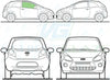 Ford Ka 2008/-Side Window Replacement-Side Window-Driver Right Front Door Glass-Green (Standard Spec)-VehicleGlaze