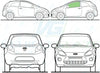Ford Ka 2008/-Side Window Replacement-Side Window-Passenger Left Front Door Glass-Green (Standard Spec)-VehicleGlaze