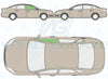 Ford Mondeo Saloon/Hatch 2007-2015-Bodyglass Replacement-VehicleGlaze-Driver Right Front Door 07/Sept 07-Green (Standard Spec)-VehicleGlaze