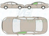 Ford Mondeo Saloon/Hatch 2007-2015-Bodyglass Replacement-VehicleGlaze-Passenger Left Front Door 07/Sept 07-Green (Standard Spec)-VehicleGlaze