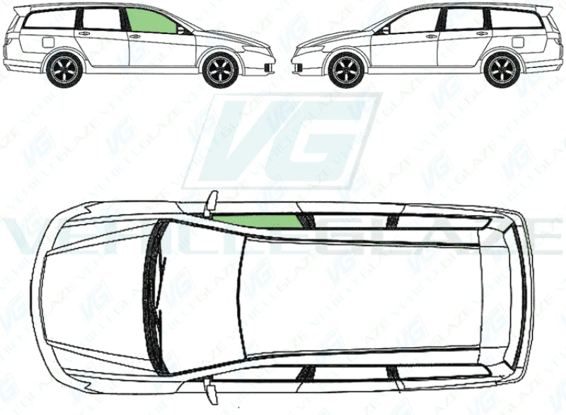 Honda Accord Estate 2003-2008-Side Window Replacement-Side Window-Driver Right Front Door ( 3mm Thick )-Green (Standard Spec)-VehicleGlaze