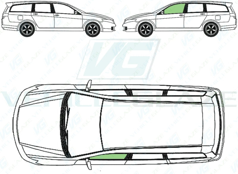 Honda Accord Estate 2003-2008-Side Window Replacement-Side Window-Passenger Left Front Door ( 3mm Thick )-Green (Standard Spec)-VehicleGlaze