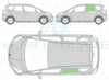 Honda Jazz 2008-2015-Side Window Replacement-Side Window-Passenger Left Rear Door (Manual Wind)-Green (Standard Spec)-VehicleGlaze